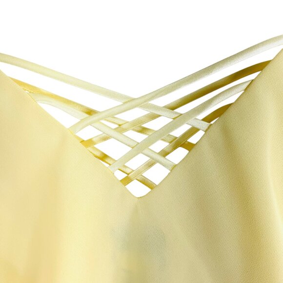 Plus size blouse and skirt set chiffon soft canary yellow SZ 14 top 16 skirt - Picture 9 of 16